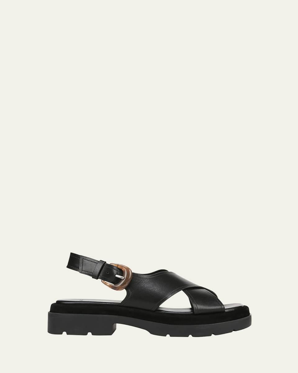 Helena Leather Crisscross Slingback Sandals